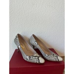 Salvatore Ferragamo Dalia 70P Python Calfskin Pumps Size 7 B Snakeskin w/ Box